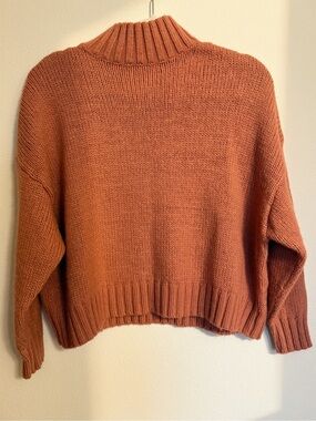 Basin + Range Terracotta Wool Blend Mock Neck Cropped Sweater